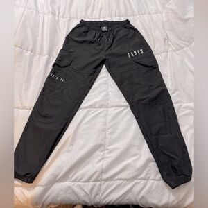 Black Cargo Pants for Men Faded Brand